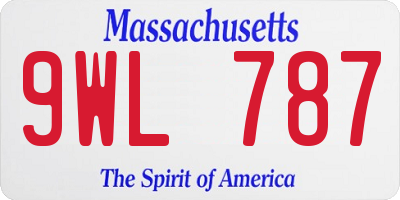MA license plate 9WL787