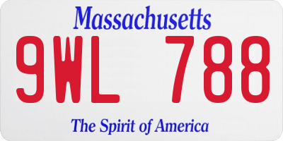 MA license plate 9WL788