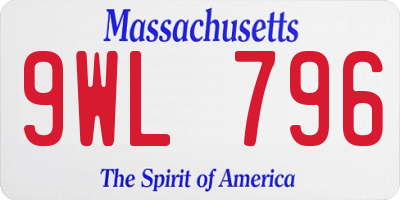 MA license plate 9WL796