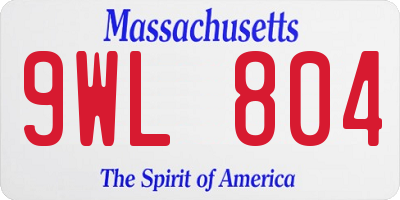 MA license plate 9WL804