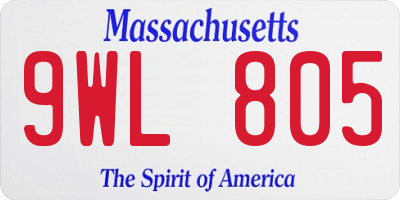 MA license plate 9WL805