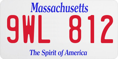 MA license plate 9WL812