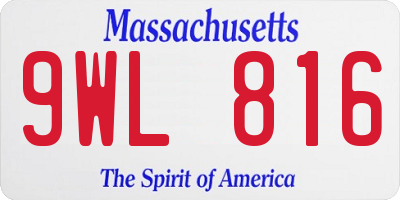MA license plate 9WL816
