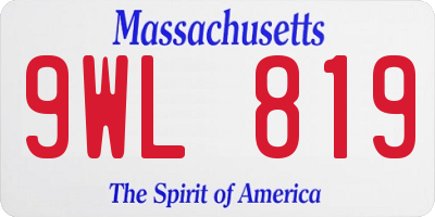 MA license plate 9WL819