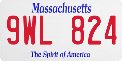 MA license plate 9WL824