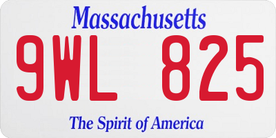 MA license plate 9WL825