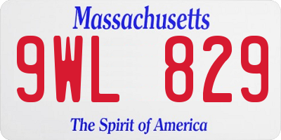 MA license plate 9WL829