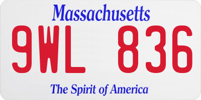 MA license plate 9WL836