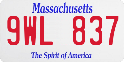 MA license plate 9WL837
