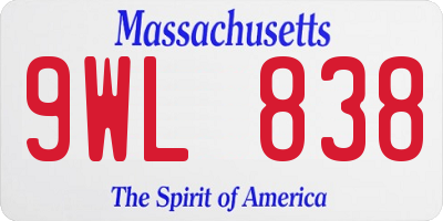 MA license plate 9WL838