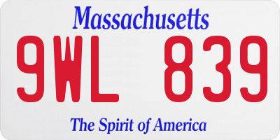 MA license plate 9WL839