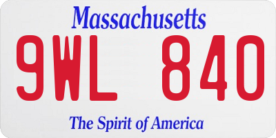 MA license plate 9WL840