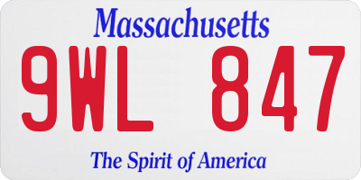 MA license plate 9WL847