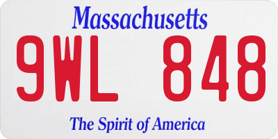 MA license plate 9WL848