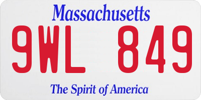 MA license plate 9WL849