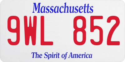 MA license plate 9WL852
