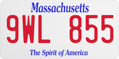 MA license plate 9WL855
