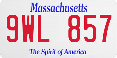 MA license plate 9WL857