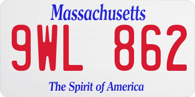 MA license plate 9WL862