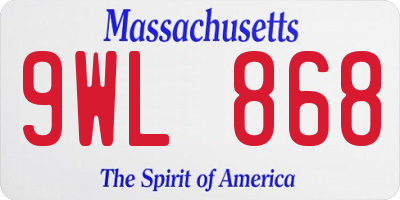 MA license plate 9WL868