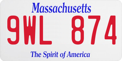 MA license plate 9WL874