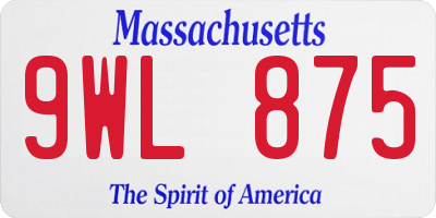 MA license plate 9WL875