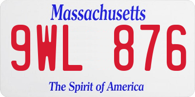 MA license plate 9WL876