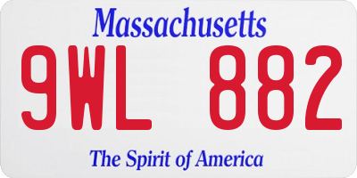 MA license plate 9WL882