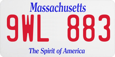 MA license plate 9WL883