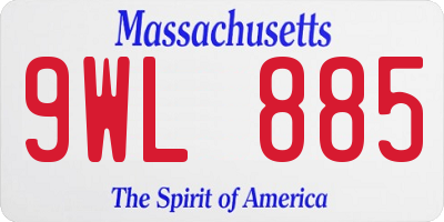MA license plate 9WL885