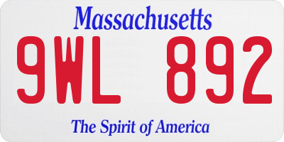 MA license plate 9WL892