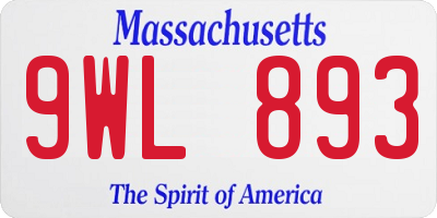 MA license plate 9WL893