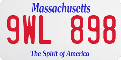 MA license plate 9WL898