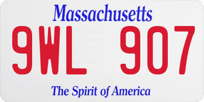 MA license plate 9WL907