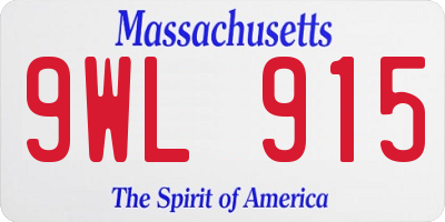 MA license plate 9WL915