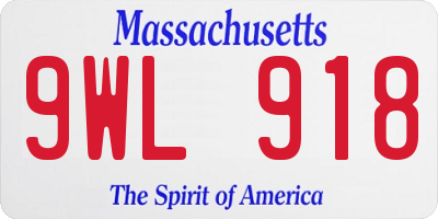 MA license plate 9WL918