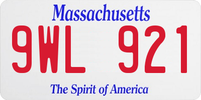 MA license plate 9WL921