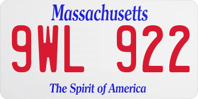 MA license plate 9WL922