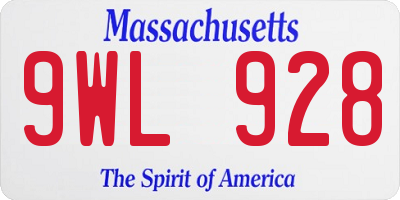 MA license plate 9WL928