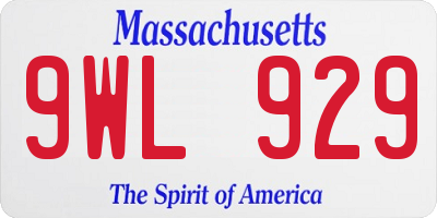 MA license plate 9WL929