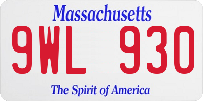 MA license plate 9WL930