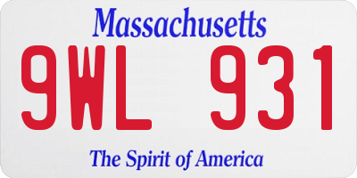 MA license plate 9WL931