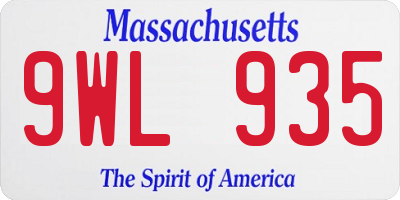 MA license plate 9WL935
