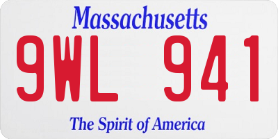 MA license plate 9WL941
