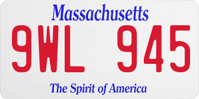 MA license plate 9WL945