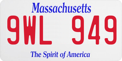 MA license plate 9WL949