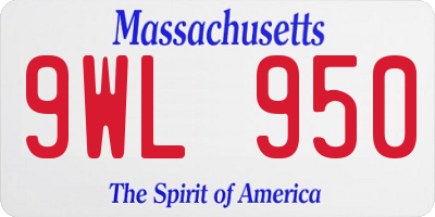 MA license plate 9WL950