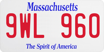 MA license plate 9WL960