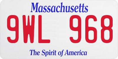 MA license plate 9WL968