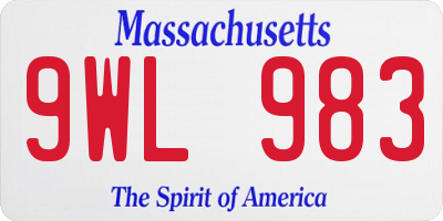 MA license plate 9WL983